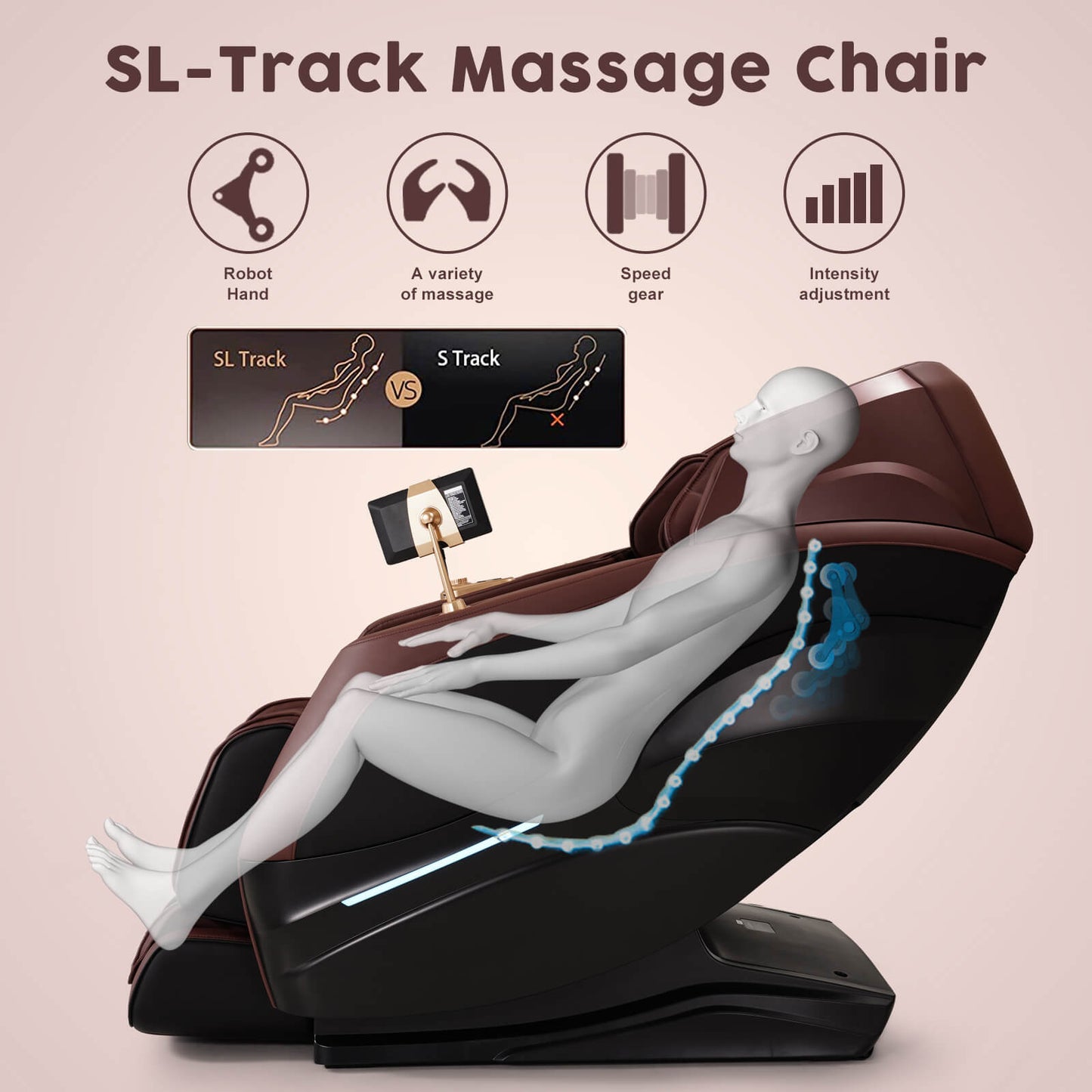 Massage Chair 4D Zero Gravity Chair Full Body Massage Chair With Heating, 5 Intensity Adjust 20 Auto Modes