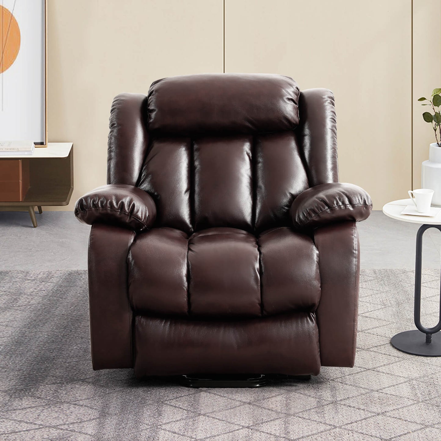 Infinite Position Lift Recliner Chair W/ Massage and Heating, Power by Dual Motor, Real Leather