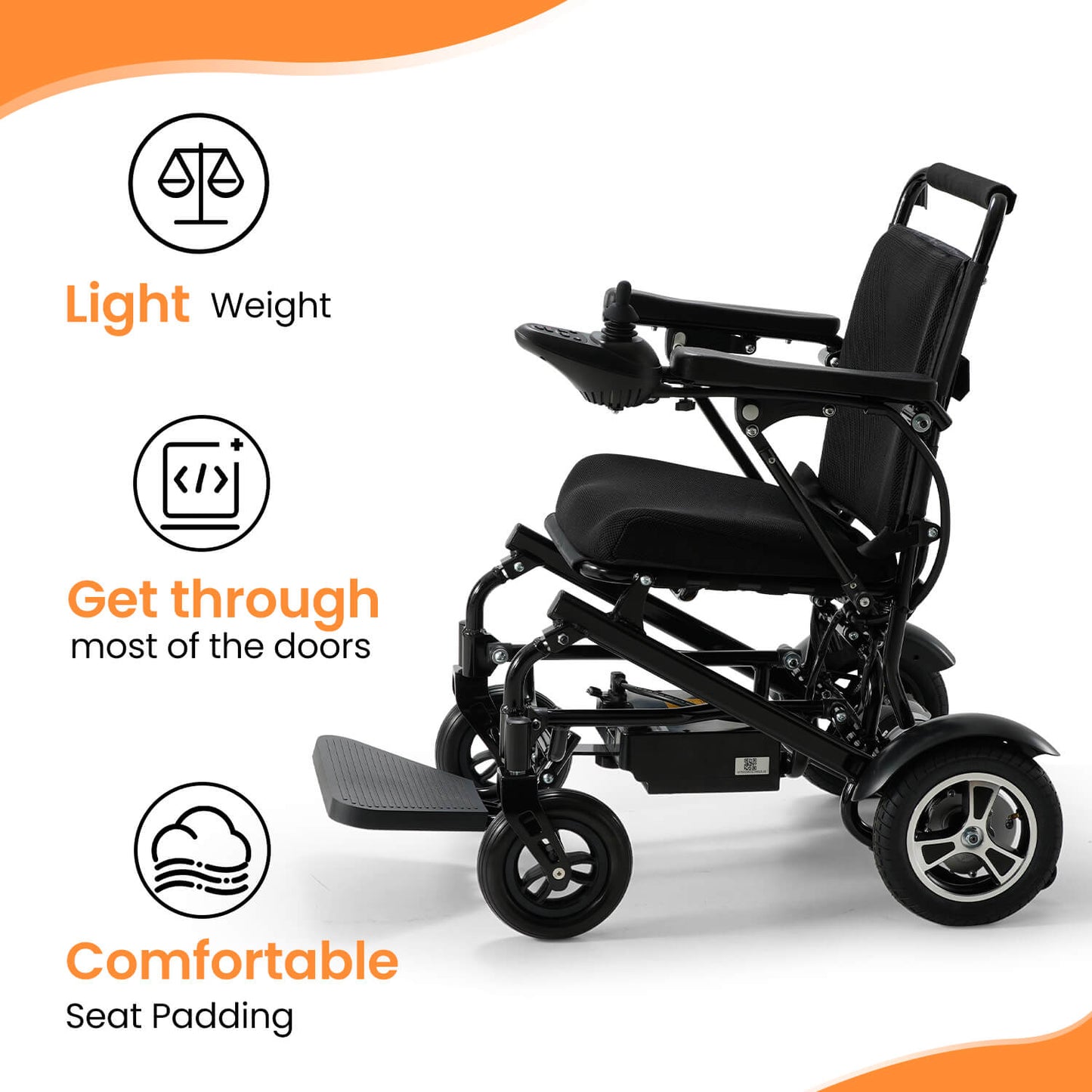 Electric Wheelchair for Adults and Disabled, 25 Miles Range, Ultralight 44LBS, Foldable for Travel, All Terrain