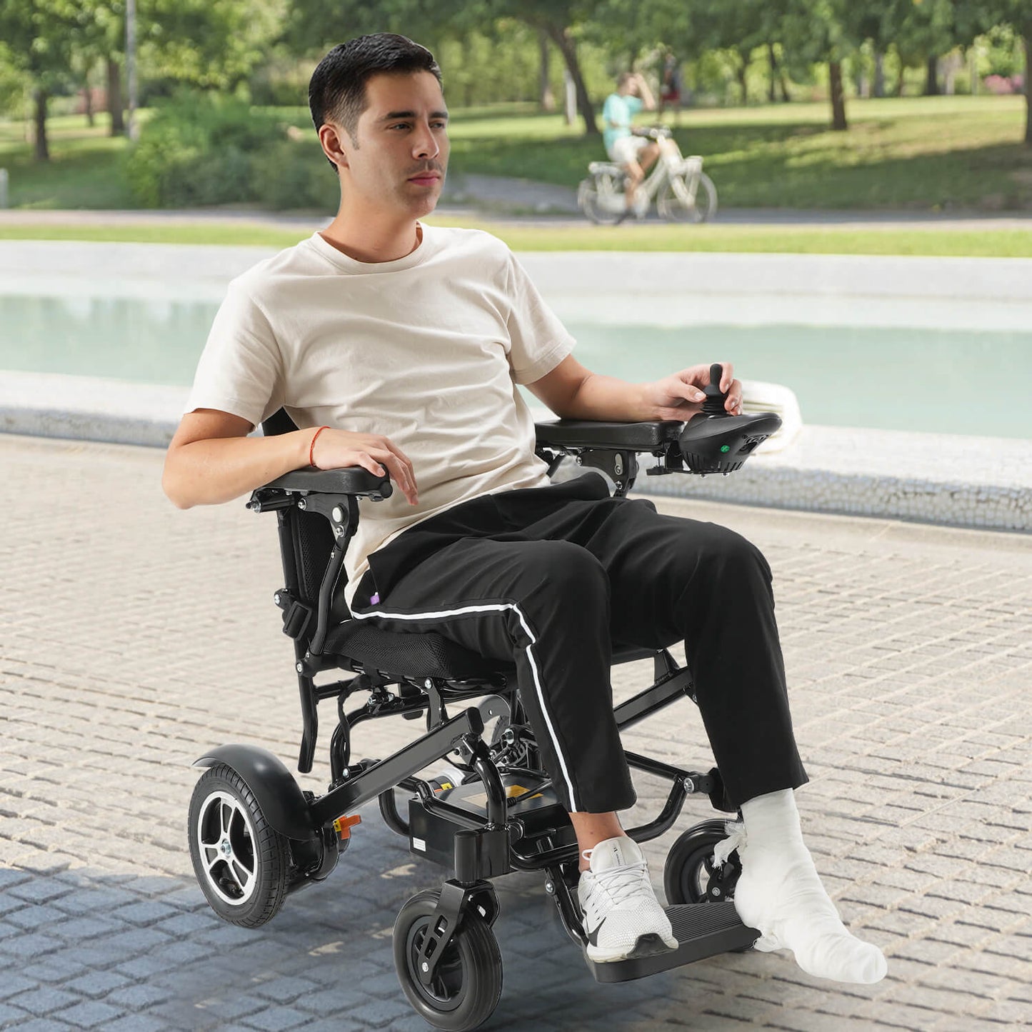 Electric Wheelchair for Adults and Disabled, 25 Miles Range, Ultralight 44LBS, Foldable for Travel, All Terrain