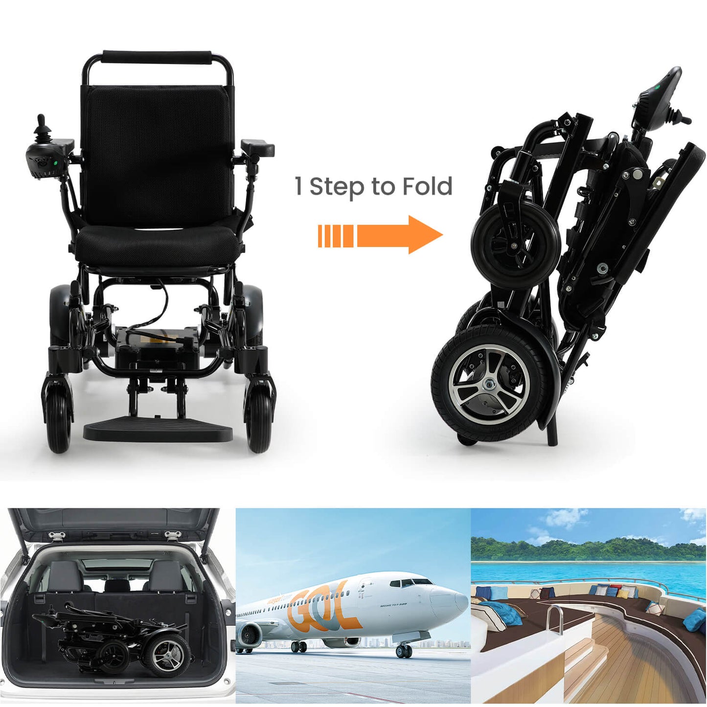 Electric Wheelchair for Adults and Disabled, 25 Miles Range, Ultralight 44LBS, Foldable for Travel, All Terrain