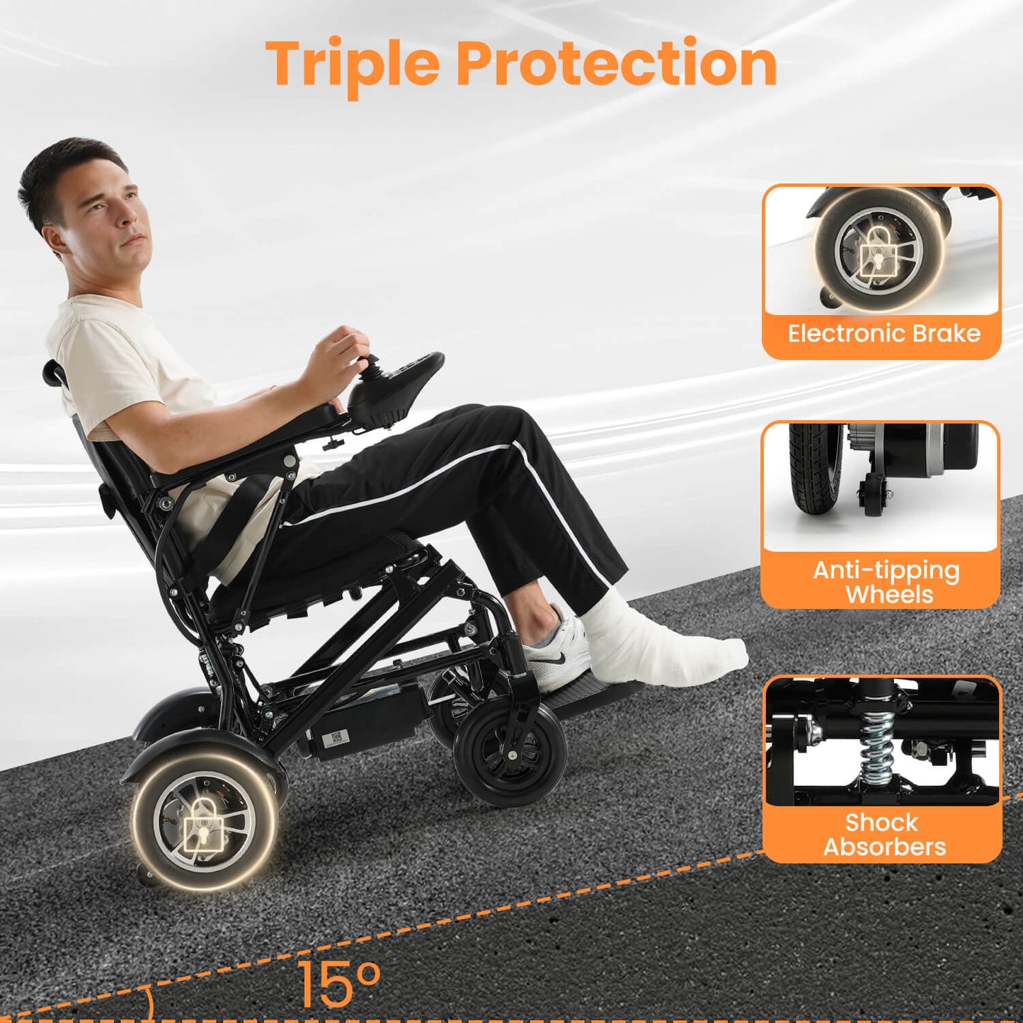 Electric Wheelchair for Adults and Disabled, 25 Miles Range, Ultralight 44LBS, Foldable for Travel, All Terrain