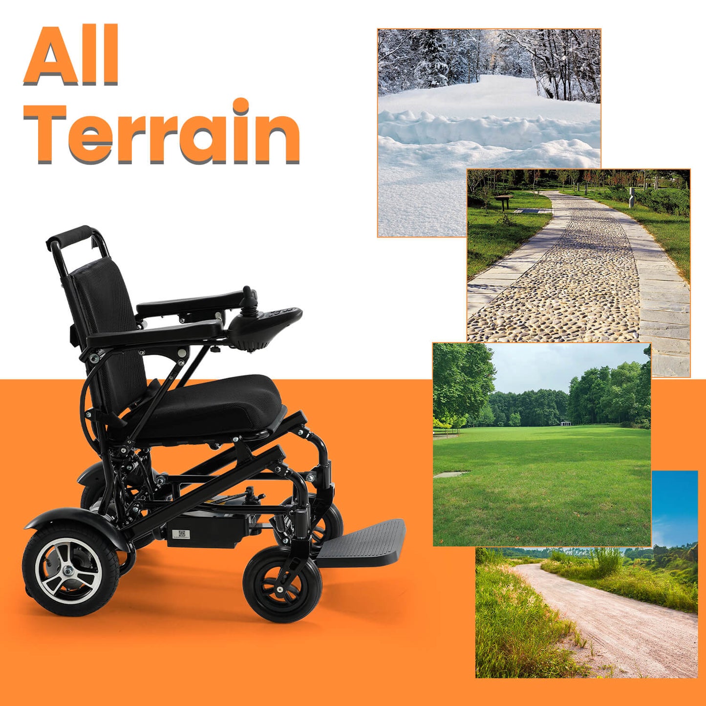 Electric Wheelchair for Adults and Disabled, 25 Miles Range, Ultralight 44LBS, Foldable for Travel, All Terrain