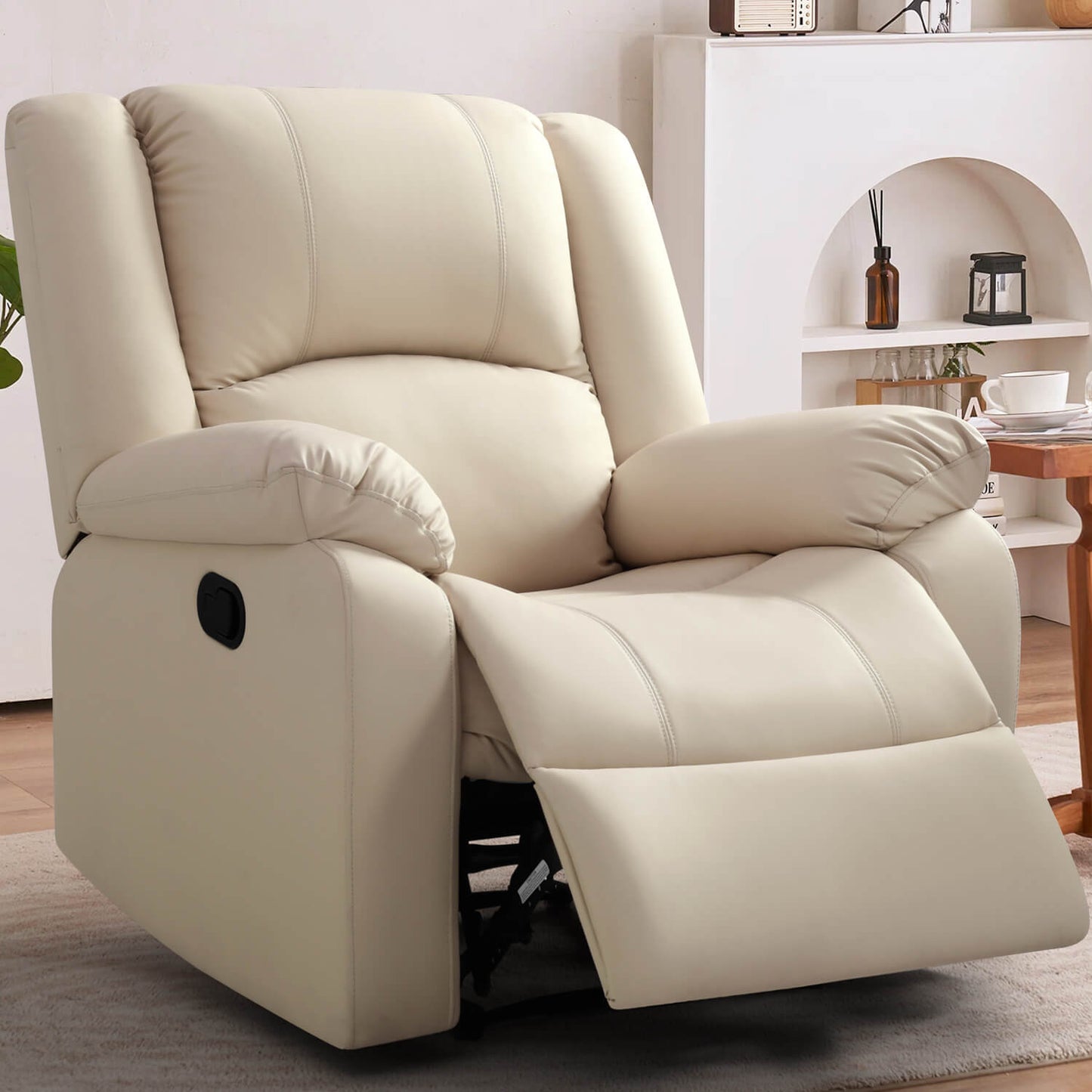 Manual Recliner Chair Recliner Soft Armrests For Living Room 35" Width, Leather