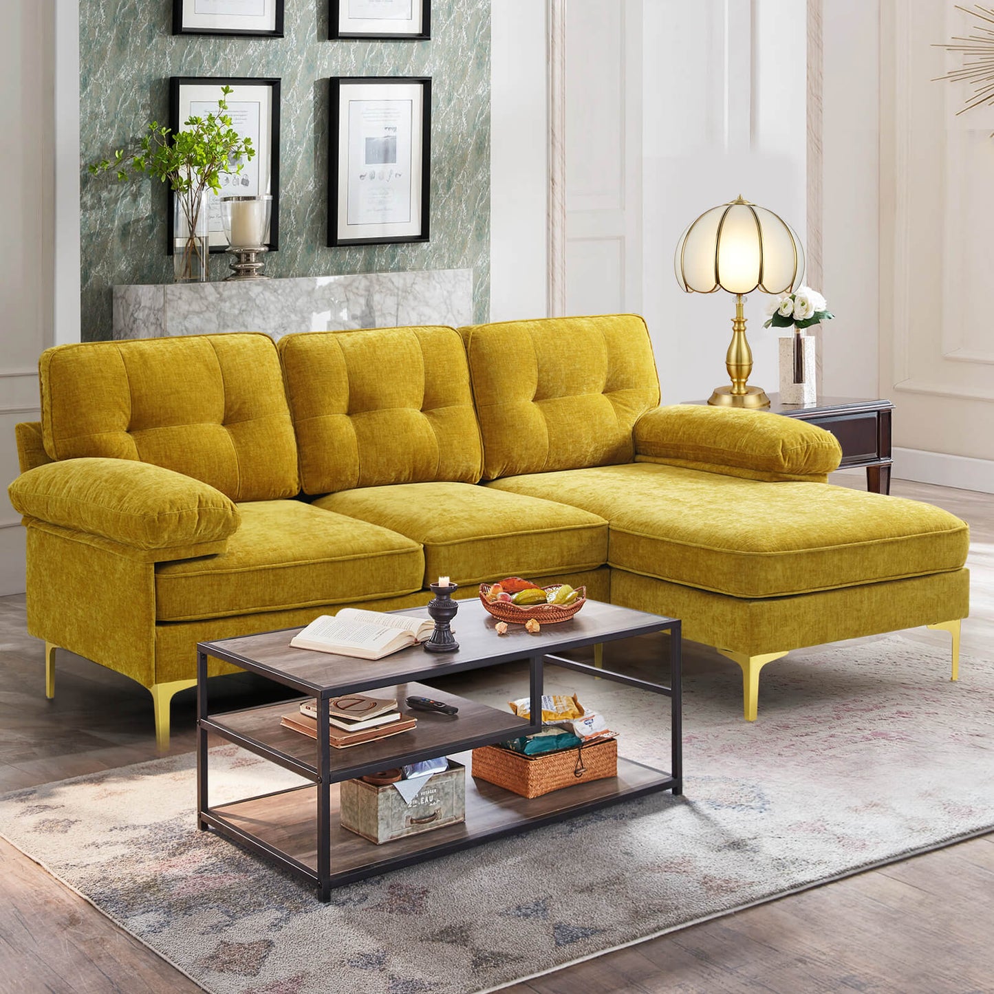 85'' Sectional Couch Sofa for Living Room with Reversible Chaise