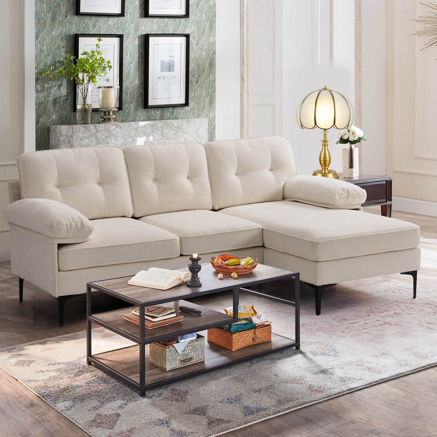 85'' Sectional Couch Sofa for Living Room with Reversible Chaise