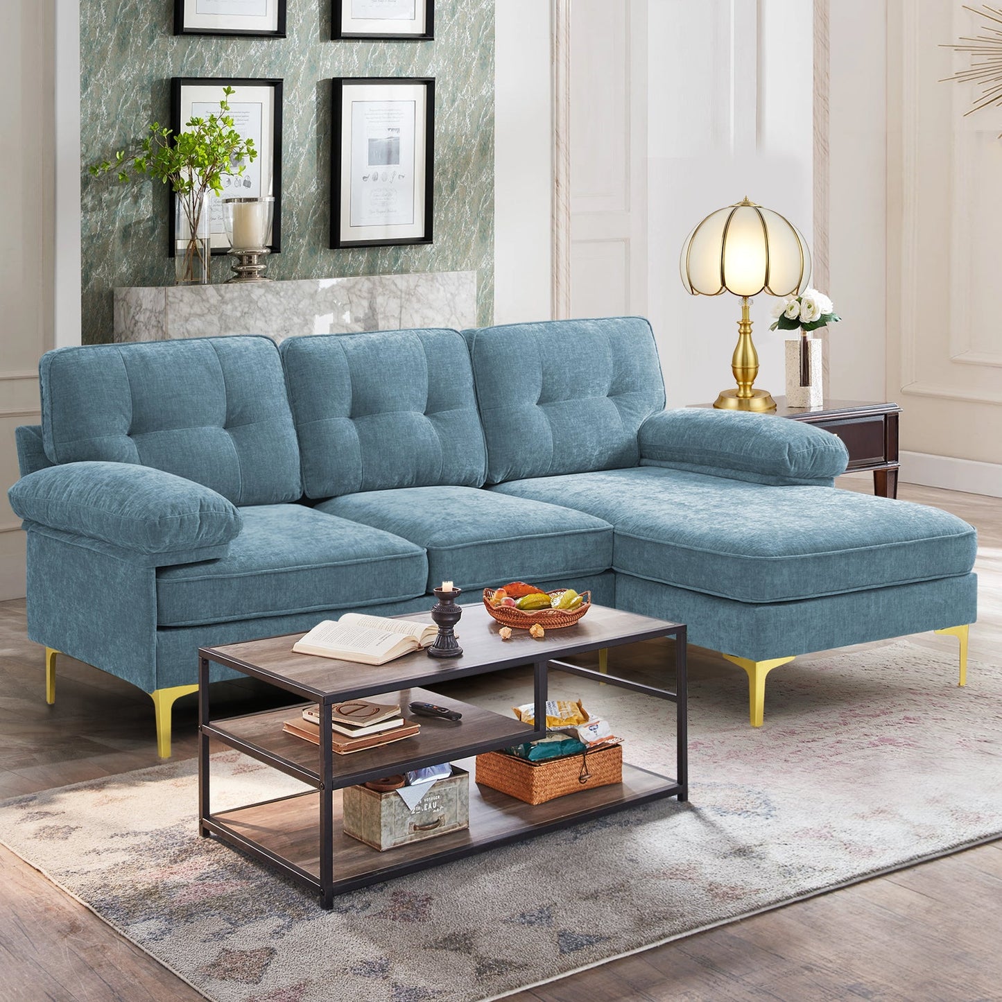 85'' Sectional Couch Sofa for Living Room with Reversible Chaise