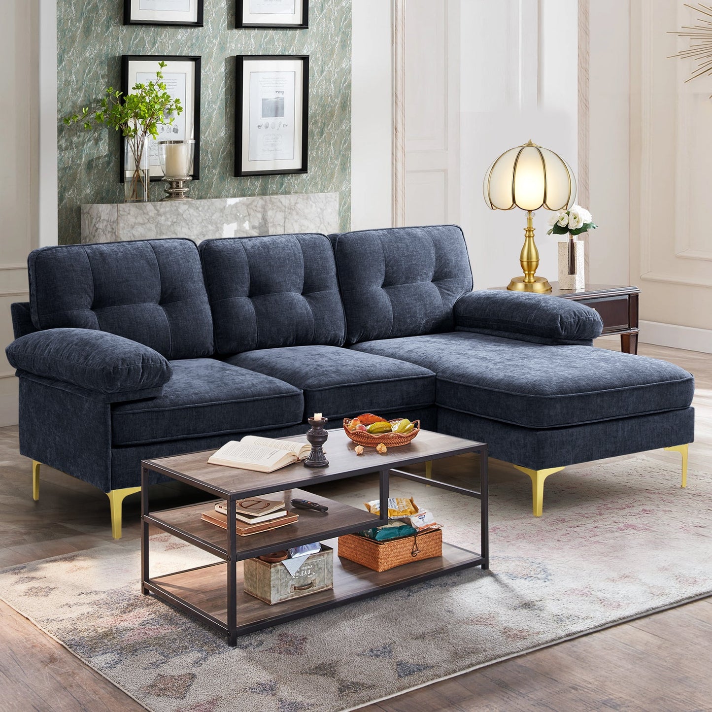 85'' Sectional Couch Sofa for Living Room with Reversible Chaise