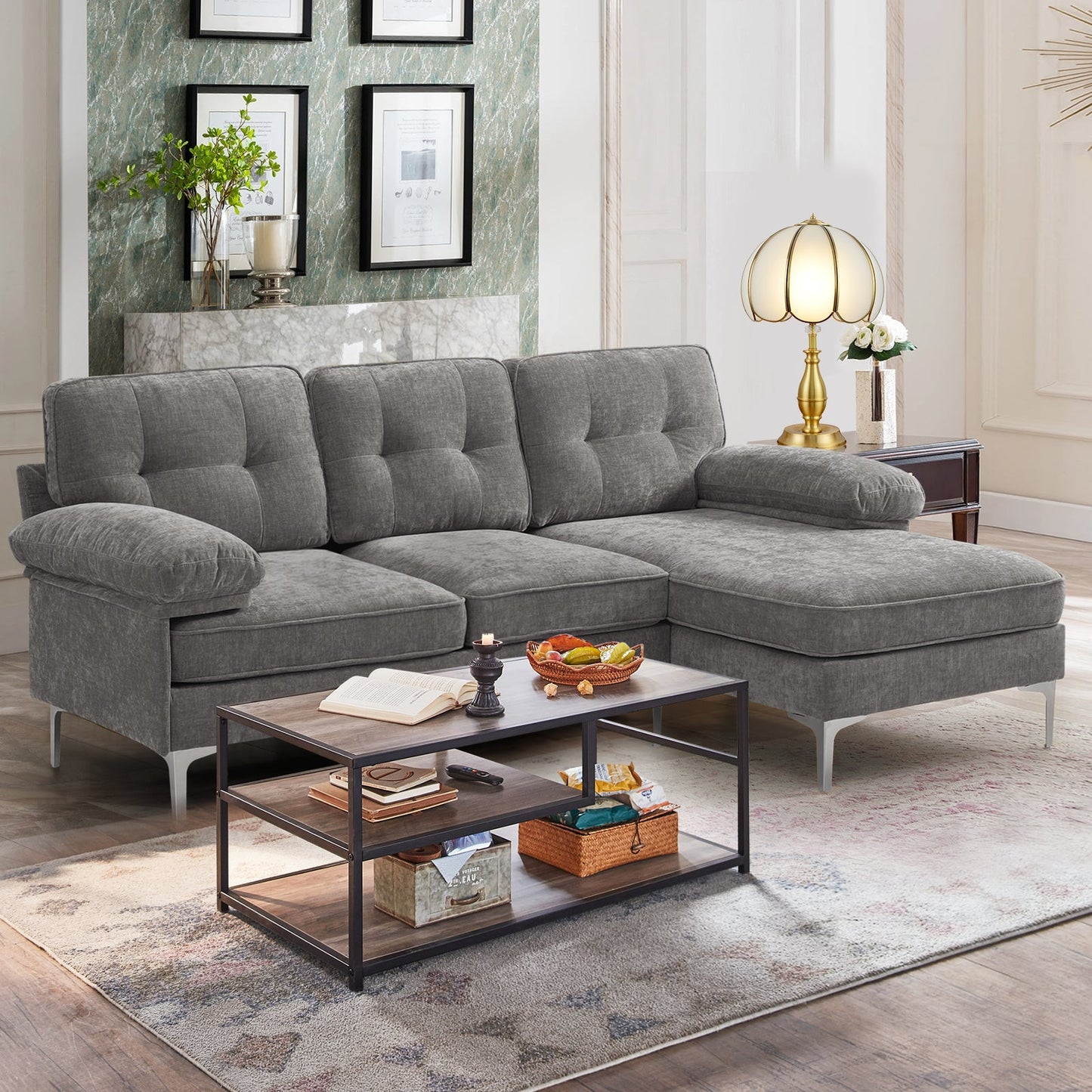 85'' Sectional Couch Sofa for Living Room with Reversible Chaise