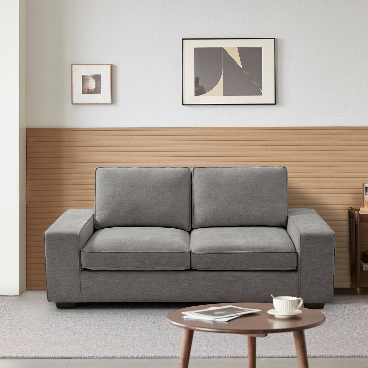 88.6' Modern Sofas Couches for Living Room With Solid Frame, Removable Back Cushion & Cover Sofa, Fabric