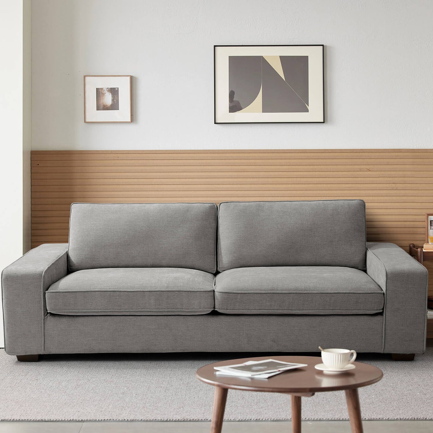 88.6' Modern Sofas Couches for Living Room With Solid Frame, Removable Back Cushion & Cover Sofa, Fabric