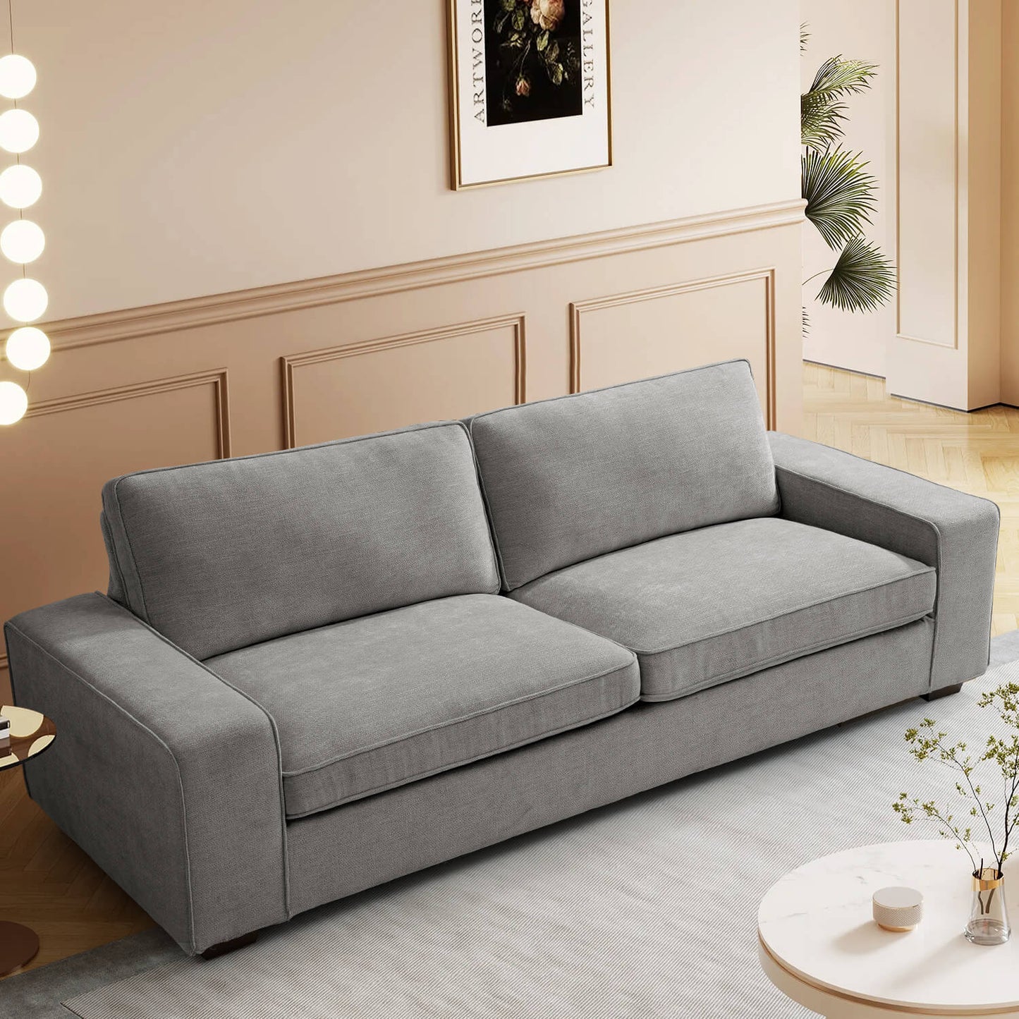 88.6' Modern Sofas Couches for Living Room With Solid Frame, Removable Back Cushion & Cover Sofa, Fabric