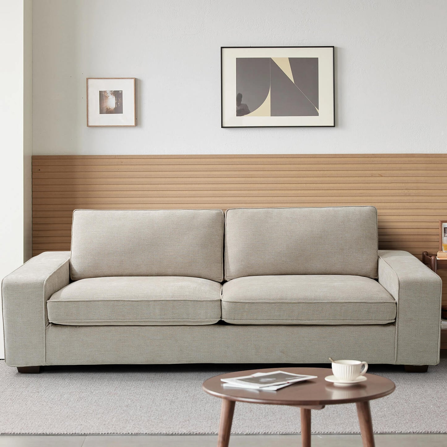 88.6' Modern Sofas Couches for Living Room With Solid Frame, Removable Back Cushion & Cover Sofa, Fabric