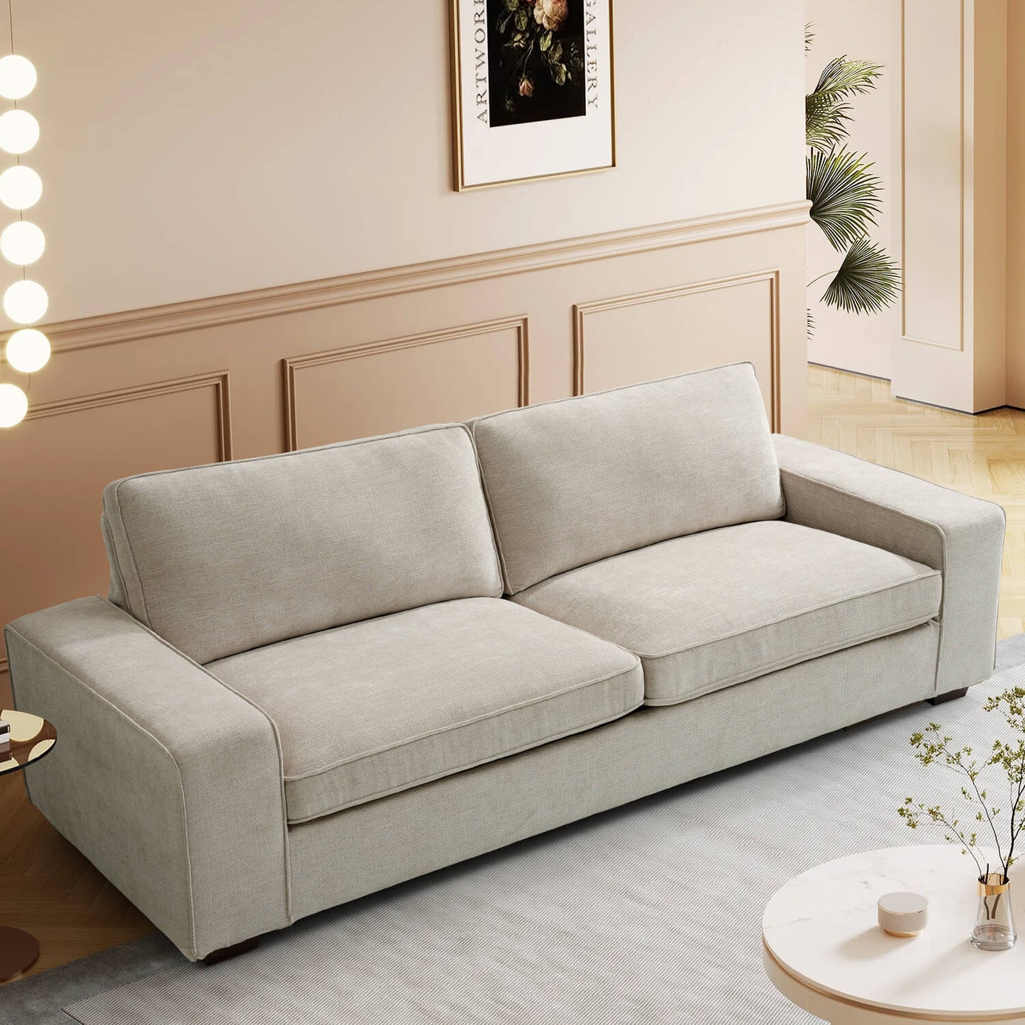 88.6' Modern Sofas Couches for Living Room With Solid Frame, Removable Back Cushion & Cover Sofa, Fabric