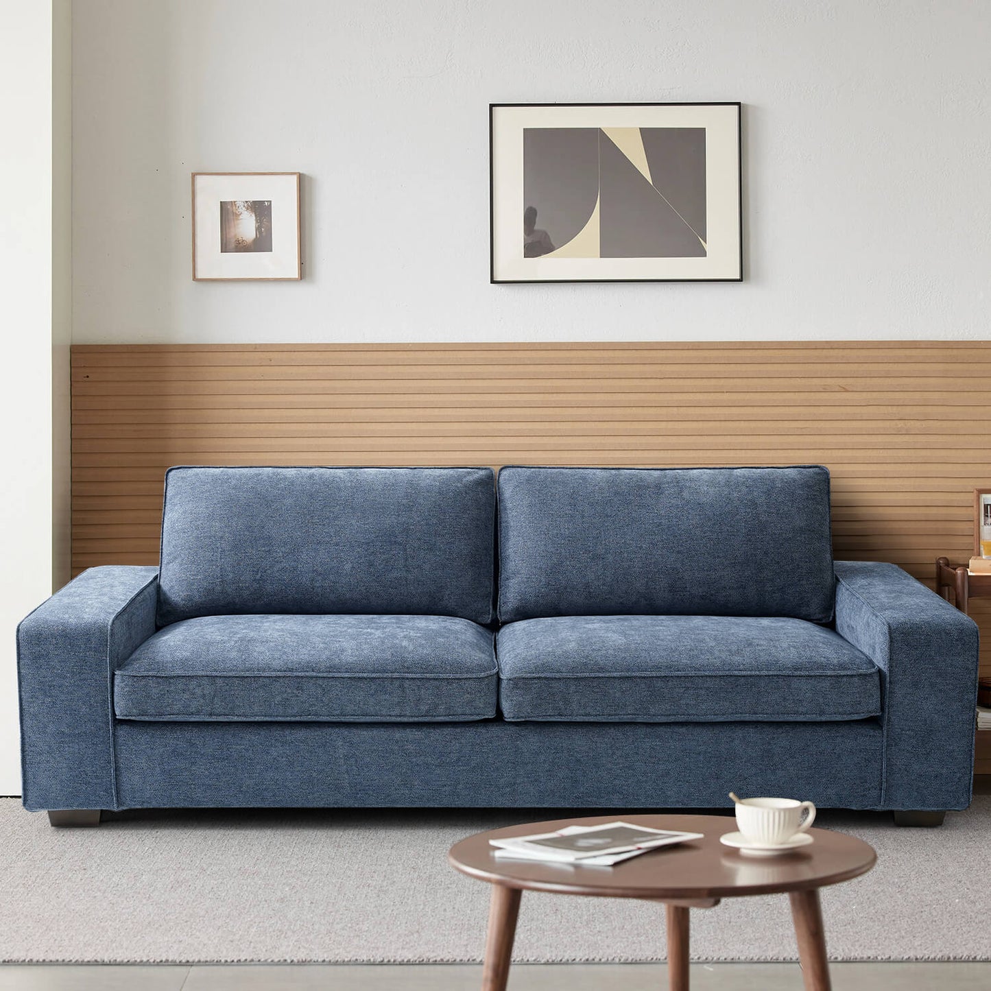 88.6' Modern Sofas Couches for Living Room With Solid Frame, Removable Back Cushion & Cover Sofa, Fabric