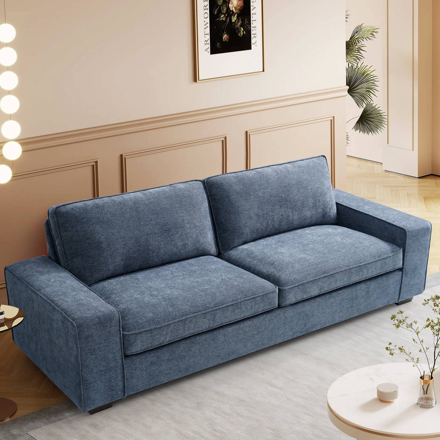 88.6' Modern Sofas Couches for Living Room With Solid Frame, Removable Back Cushion & Cover Sofa, Fabric