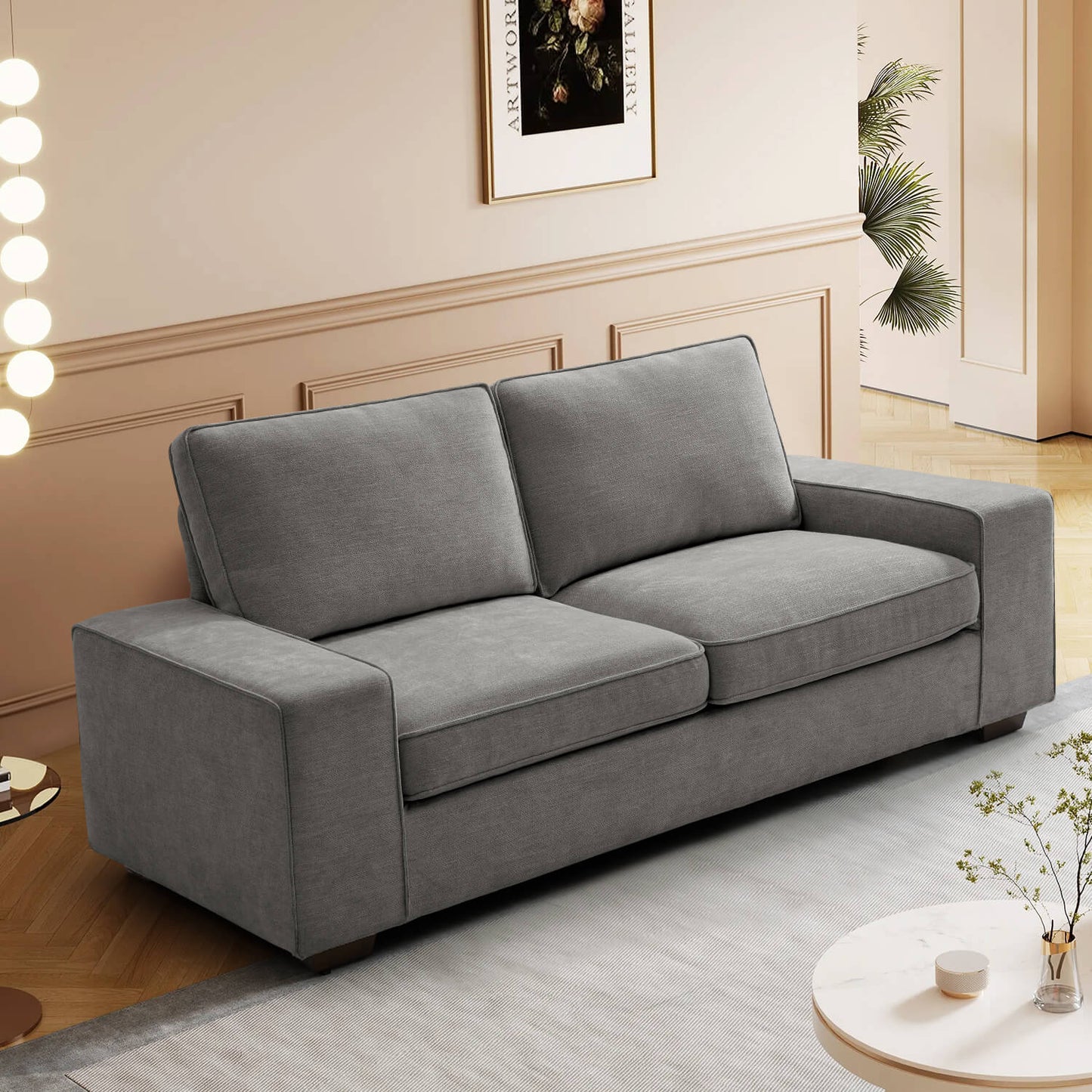 88.6' Modern Sofas Couches for Living Room With Solid Frame, Removable Back Cushion & Cover Sofa, Fabric