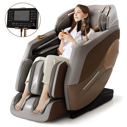 Massage Chair 4D Zero Gravity Chair Full Body Massage Chair With Heating, Voice Control, Smart Scan Body, Gold