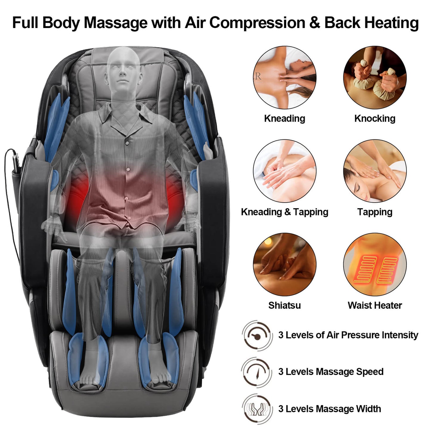 4D Massage Chair, W/ Zero Gravity & Full Body Airbags Massage, Smart Body Scan