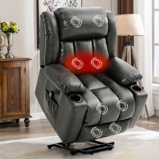 Luxury Power Lift Recliner Chair With Vibration Massage and Heating,With Cup Holder