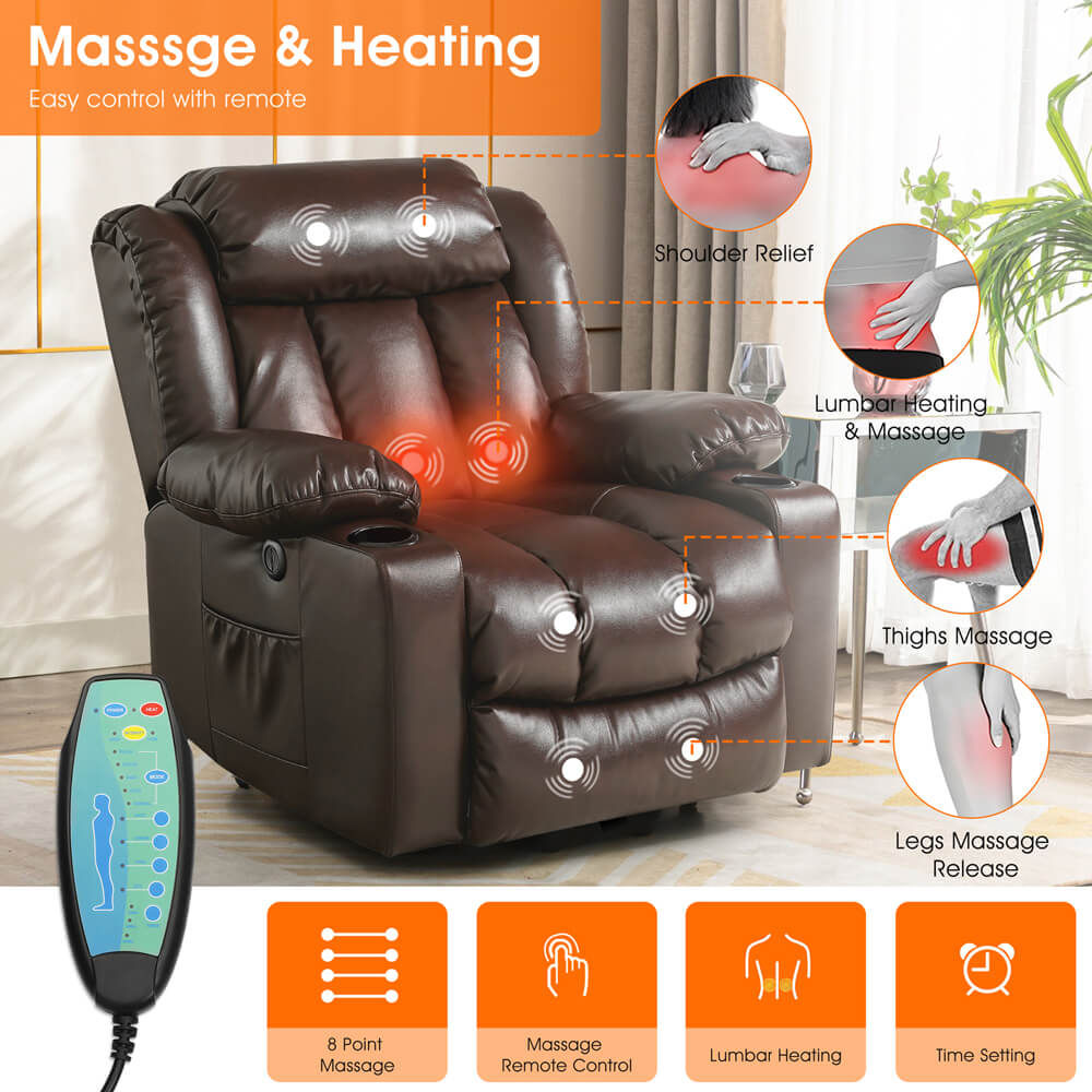 Luxury Power Lift Recliner Chair With Vibration Massage and Heating, 39.4" Width