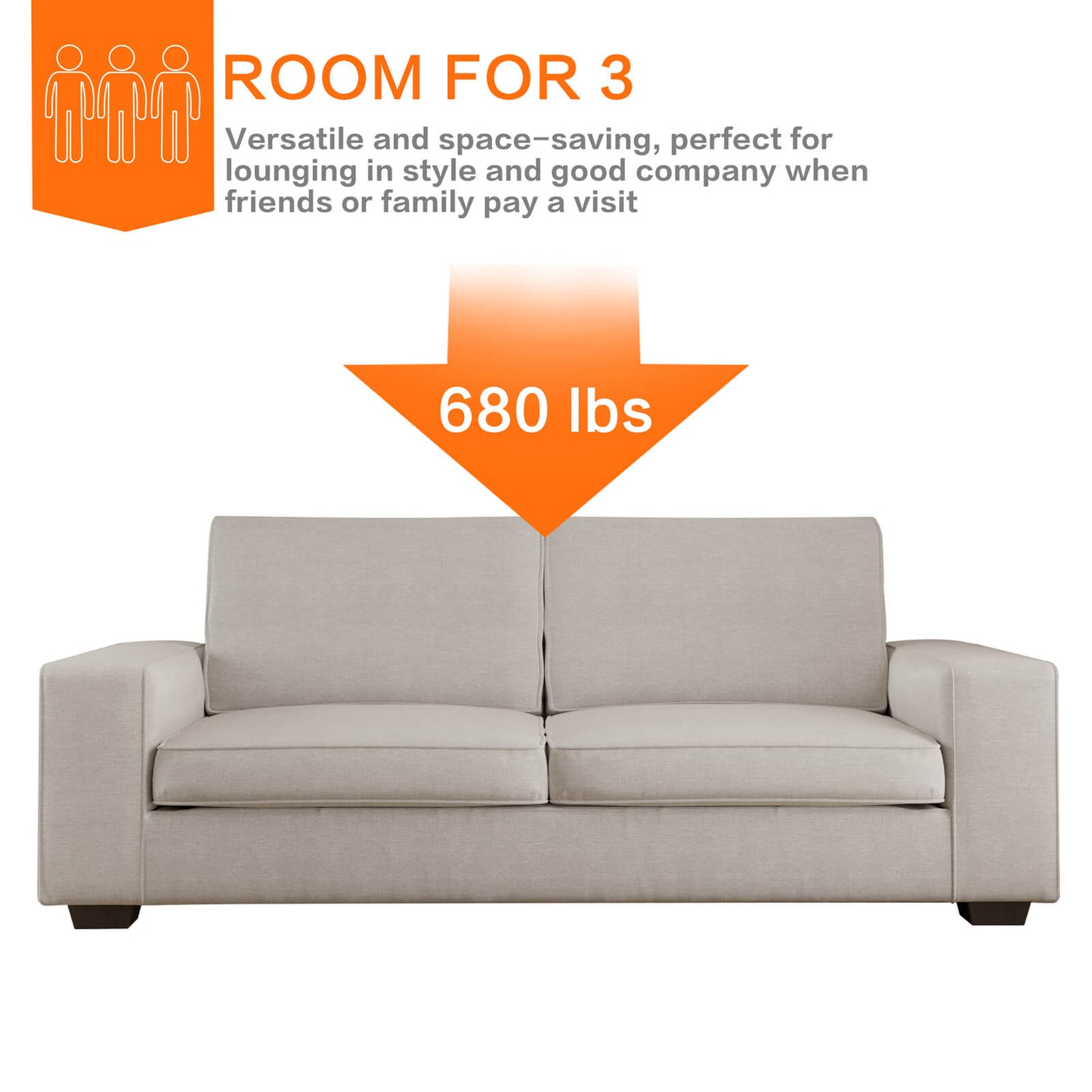 88.6' Modern Sofas Couches for Living Room With Solid Frame, Removable Back Cushion & Cover Sofa, Fabric