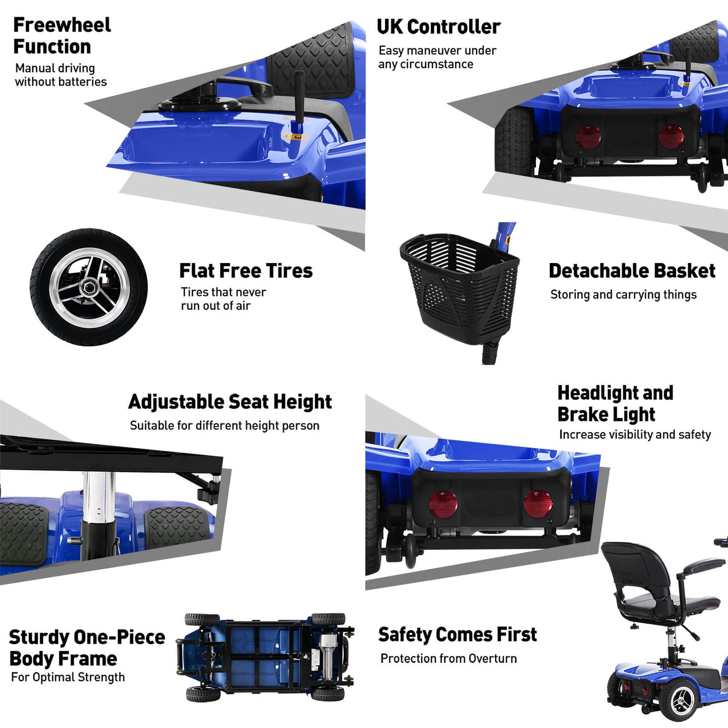 4-Wheel Electric Mobility Scooter for Seniors, Portable, Collapsible and Compact for Travel