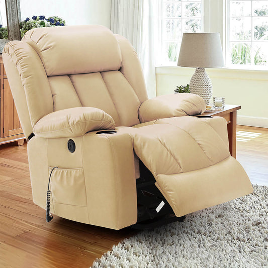 Luxury Power Lift Recliner Chair With Vibration Massage and Heating, 34.6" Width,Beige