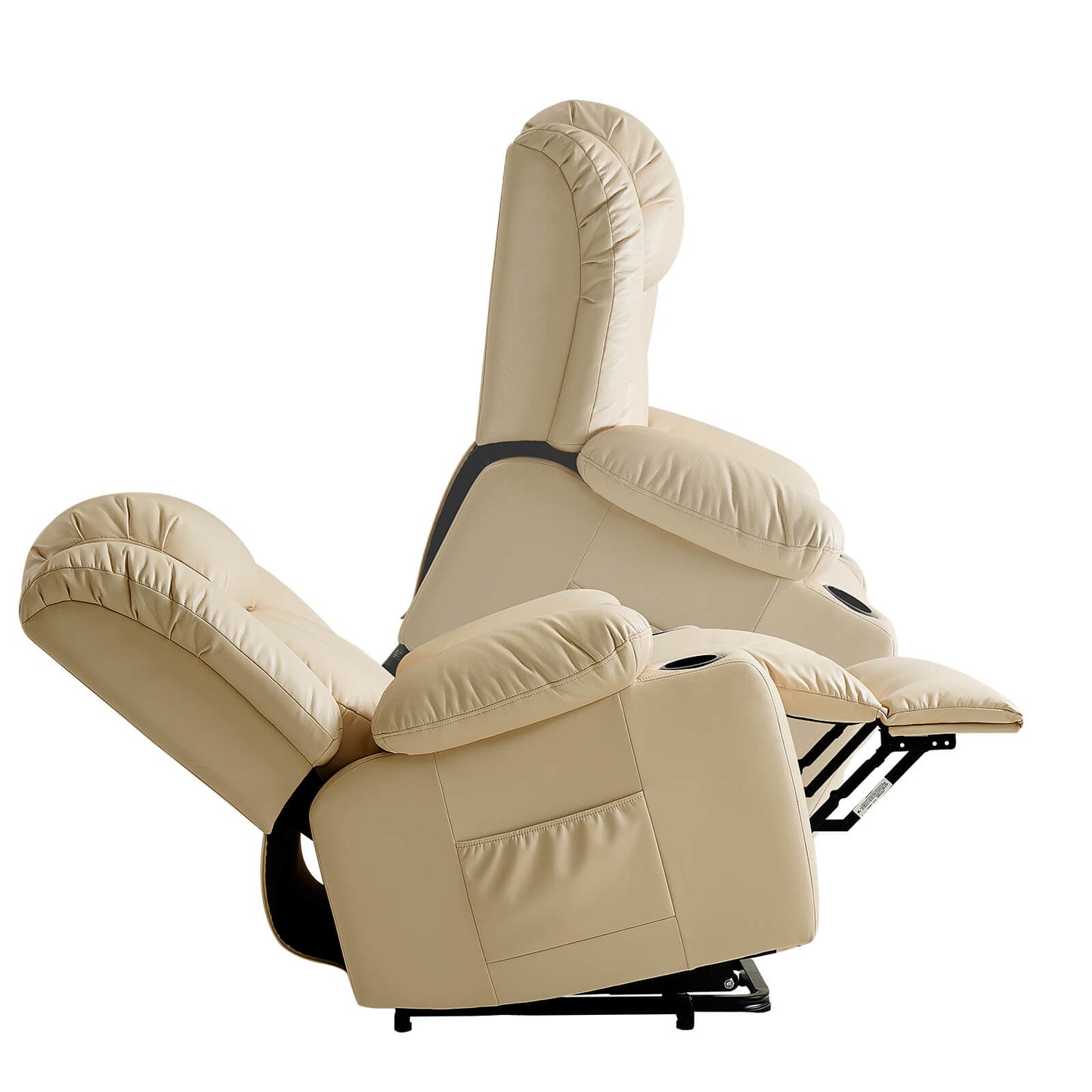 Luxury Power Lift Recliner Chair With Vibration Massage and Heating, 34.6" Width,Beige