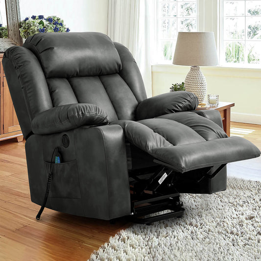 Luxury Power Lift Recliner Chair With Vibration Massage and Heating, 34.6" Width,Grey