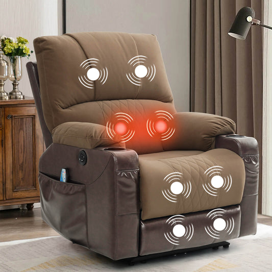 Power Recliner Chair With Nearly Lying Flat Recliner With Vibration Massage & Heating, 33.85" Width ( Not Lift)