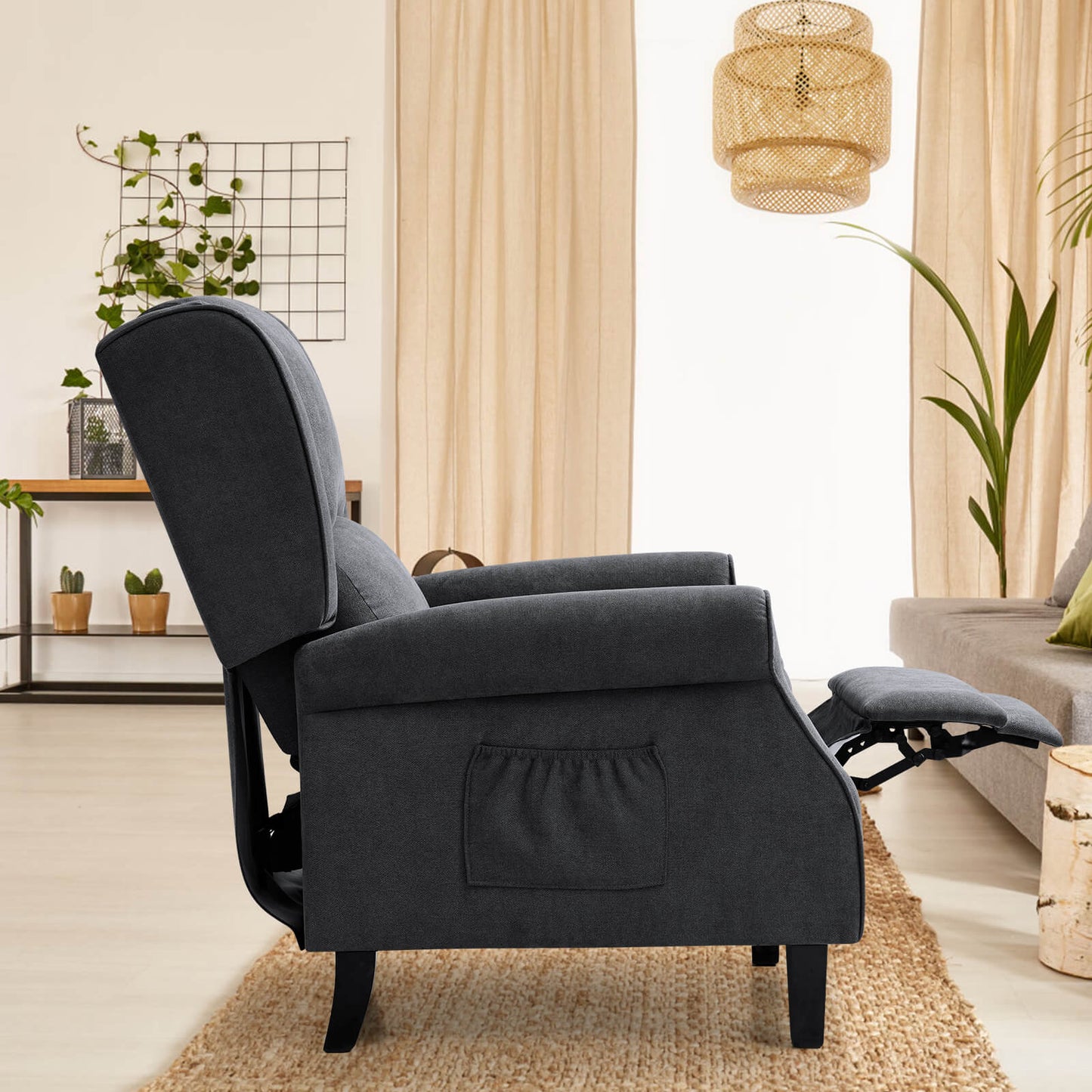 Wingback Recliner Chair with Heating and Vibrating Massage, Fabric